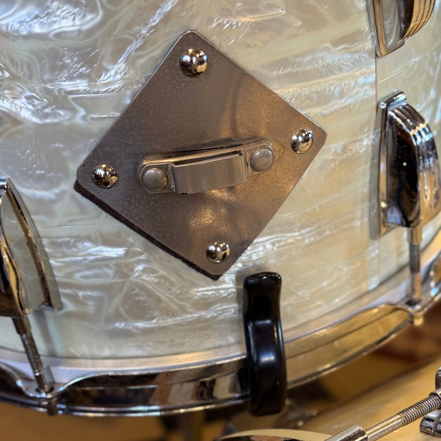 VINTAGE 1950's WFL Drum Set in White Marine Pearl - 14x24, 9x13, 16x16, 6.5x14