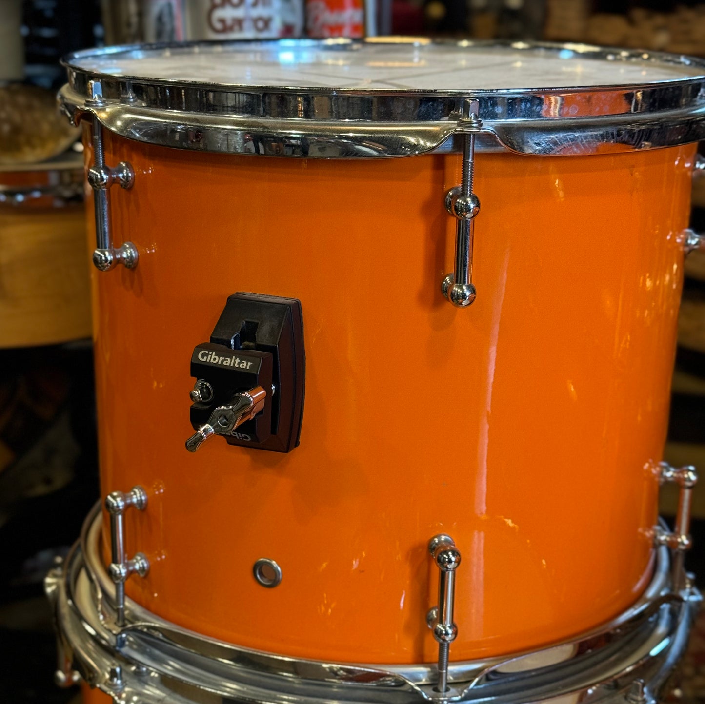 USED Custom Carbon Fiber Drum Set in "Tennessee Orange" - 16x22, 8x8, 10x10, 12x12, 11x13, 14x14
