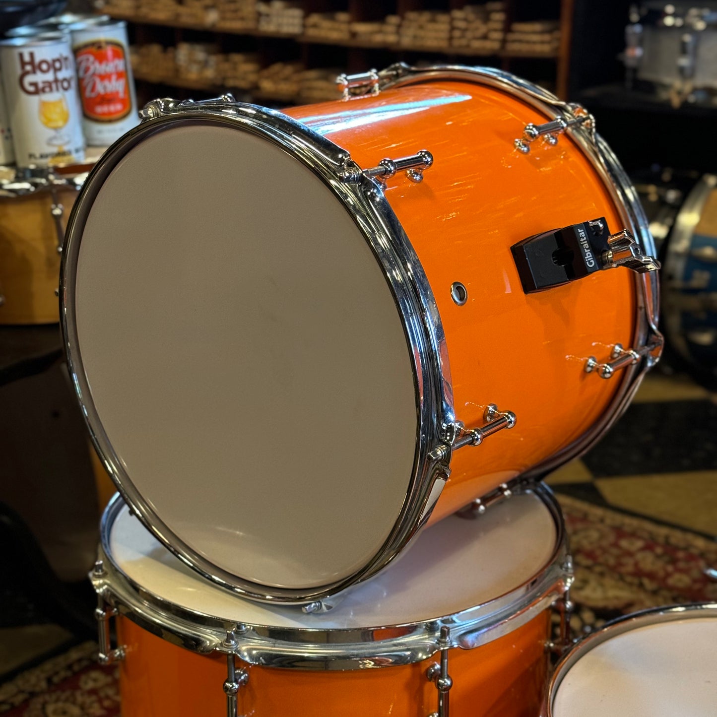 USED Custom Carbon Fiber Drum Set in "Tennessee Orange" - 16x22, 8x8, 10x10, 12x12, 11x13, 14x14