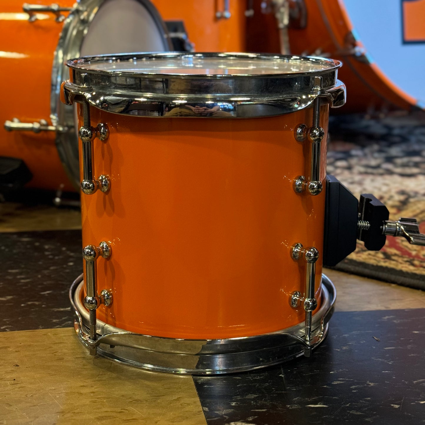 USED Custom Carbon Fiber Drum Set in "Tennessee Orange" - 16x22, 8x8, 10x10, 12x12, 11x13, 14x14