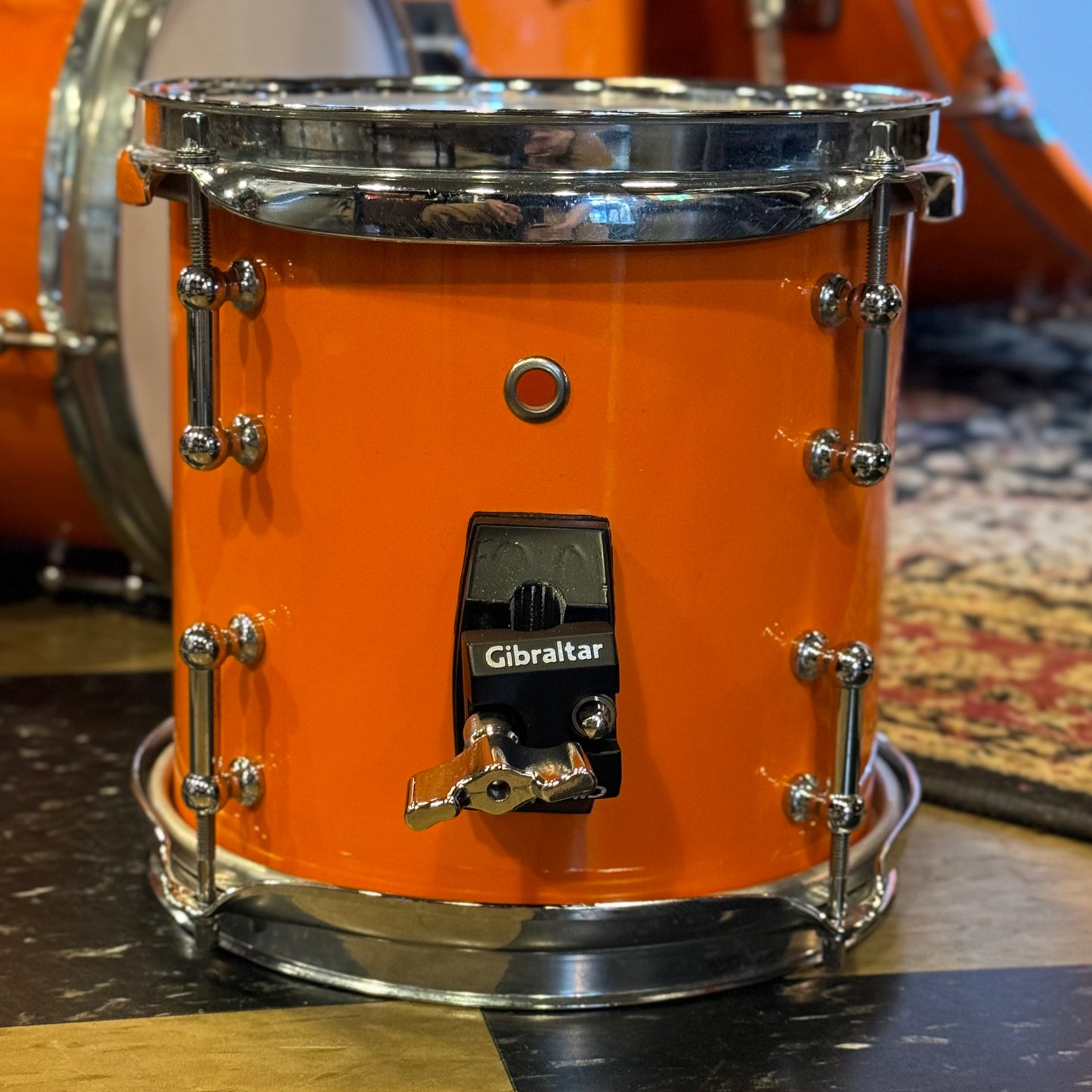 USED Custom Carbon Fiber Drum Set in "Tennessee Orange" - 16x22, 8x8, 10x10, 12x12, 11x13, 14x14