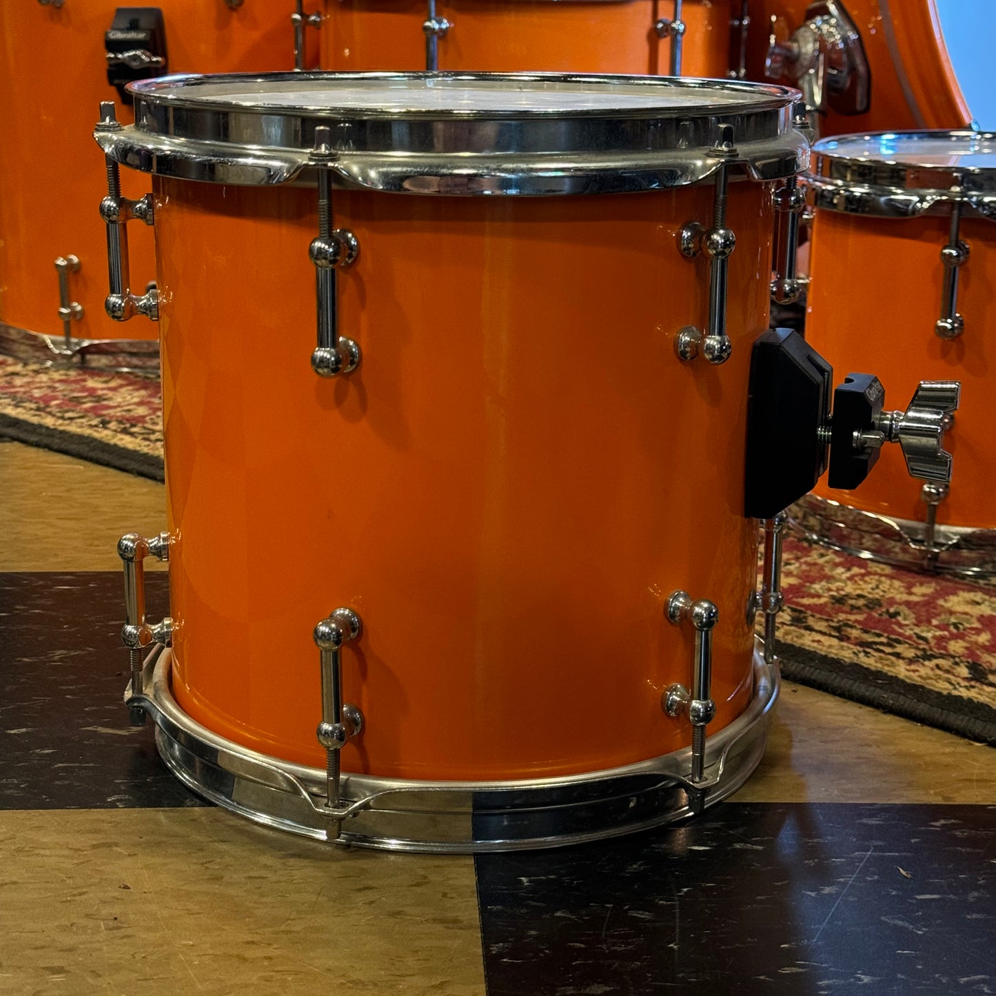 USED Custom Carbon Fiber Drum Set in "Tennessee Orange" - 16x22, 8x8, 10x10, 12x12, 11x13, 14x14