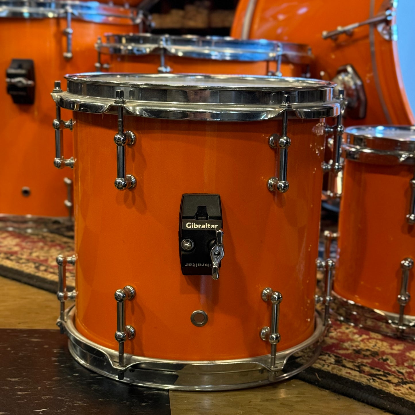 USED Custom Carbon Fiber Drum Set in "Tennessee Orange" - 16x22, 8x8, 10x10, 12x12, 11x13, 14x14
