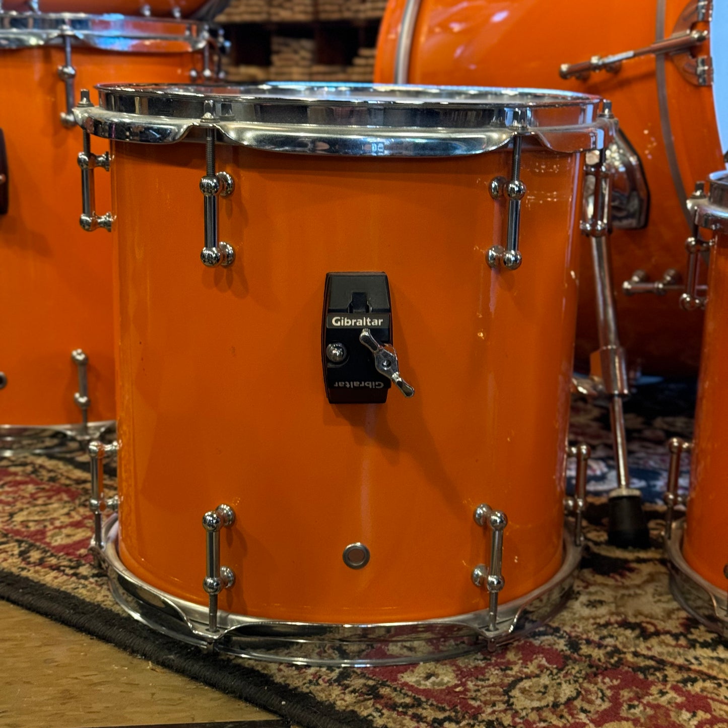 USED Custom Carbon Fiber Drum Set in "Tennessee Orange" - 16x22, 8x8, 10x10, 12x12, 11x13, 14x14