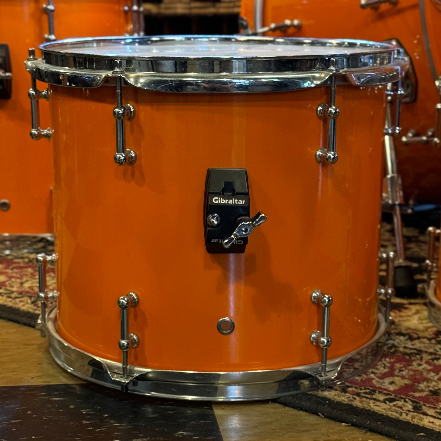 USED Custom Carbon Fiber Drum Set in "Tennessee Orange" - 16x22, 8x8, 10x10, 12x12, 11x13, 14x14
