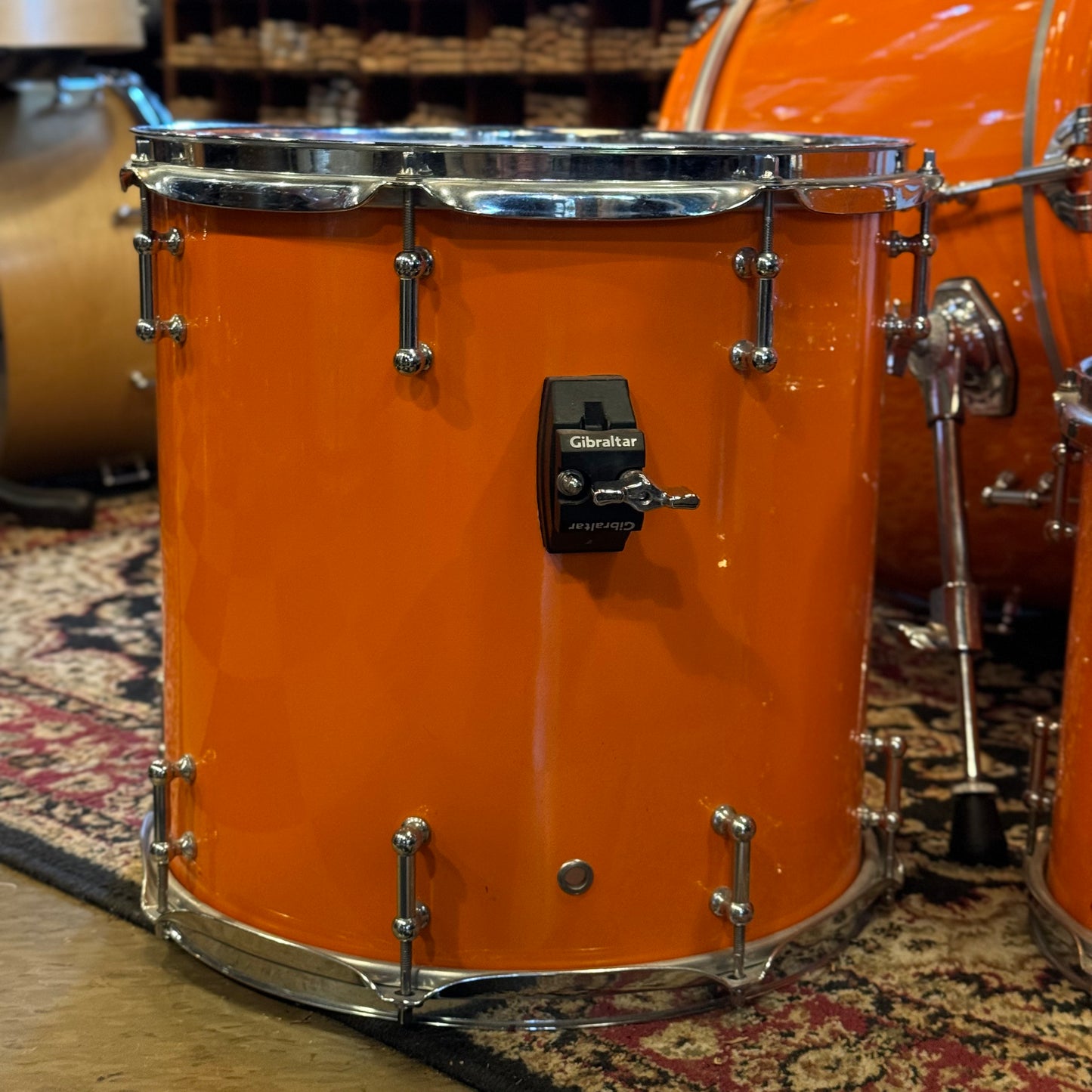 USED Custom Carbon Fiber Drum Set in "Tennessee Orange" - 16x22, 8x8, 10x10, 12x12, 11x13, 14x14