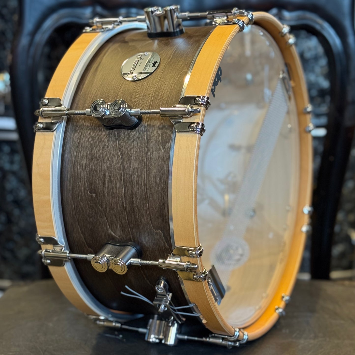 NEW PDP 6.5x14 Concept Maple Classic Wood Hoop Snare Drum in Walnut w/ Natural Hoops