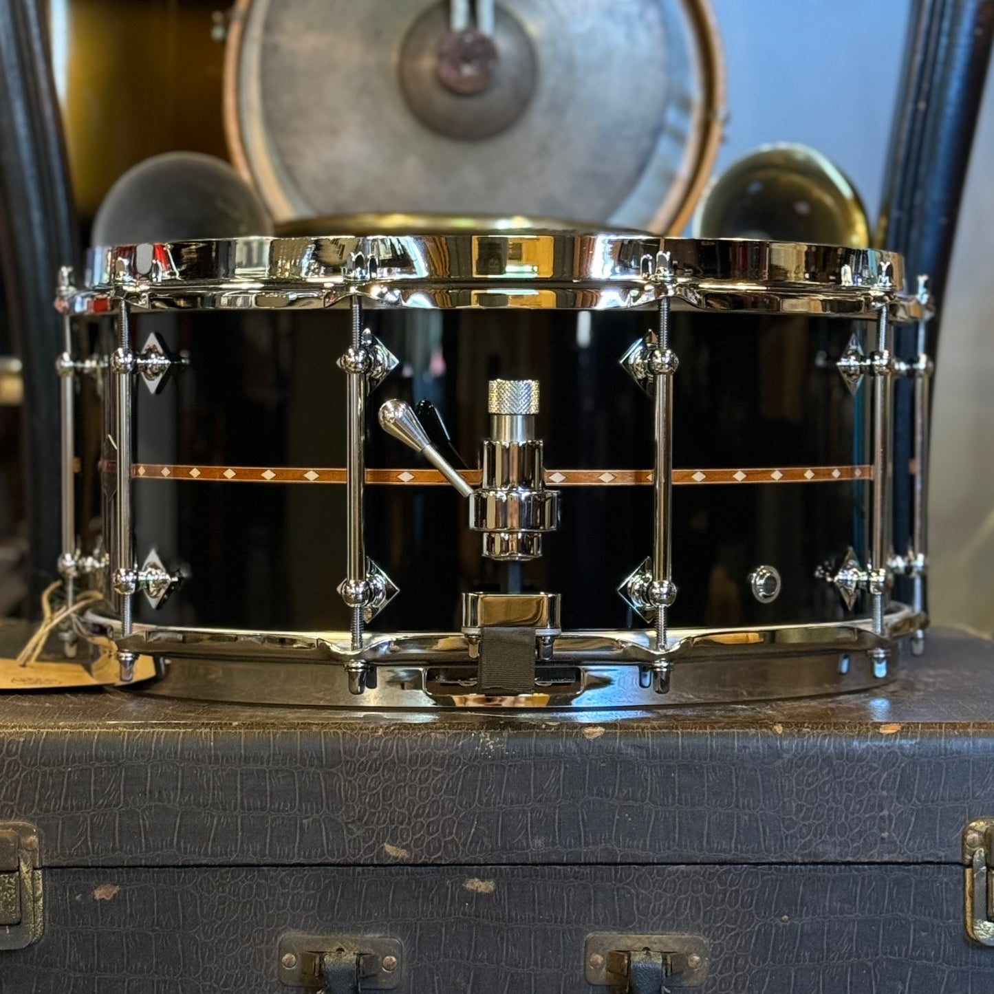 NEW Craviotto 6.5x14 Custom Shop Maple - Black Lacquer w/ Cherry Inlay & 45 Degree Edges