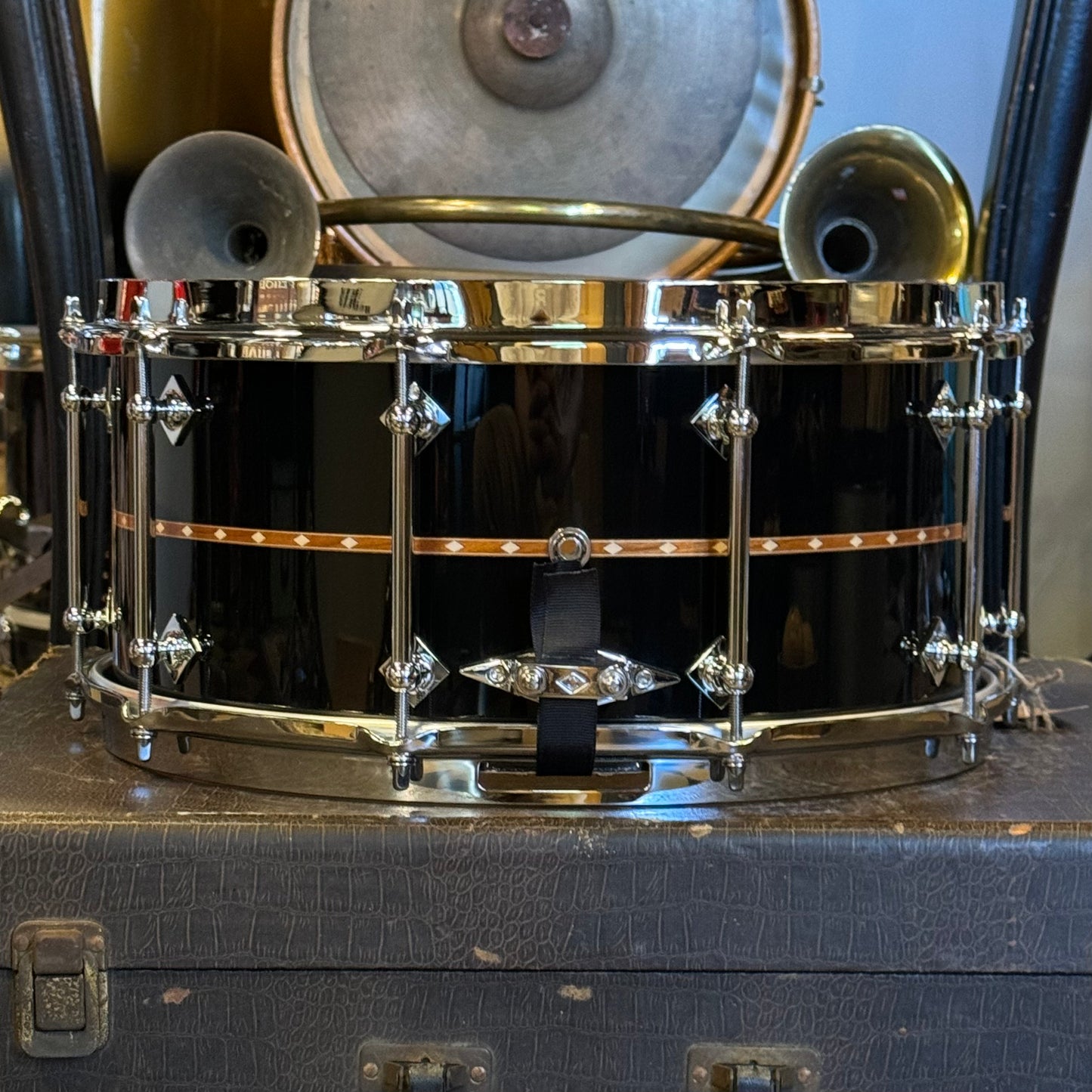 NEW Craviotto 6.5x14 Custom Shop Maple - Black Lacquer w/ Cherry Inlay & 45 Degree Edges