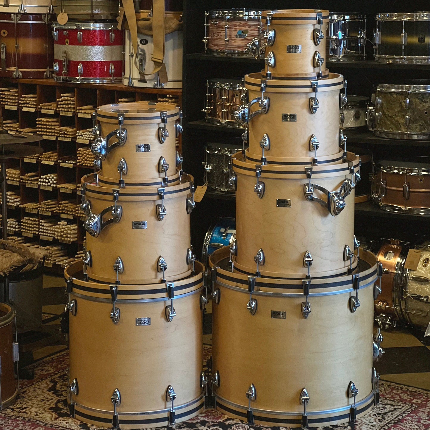 USED Mid 90's Ayotte Custom Series in Natural Satin Maple - 18x22, 16x18, 14x16, 12x14, 10x12, 9x10, 8x8