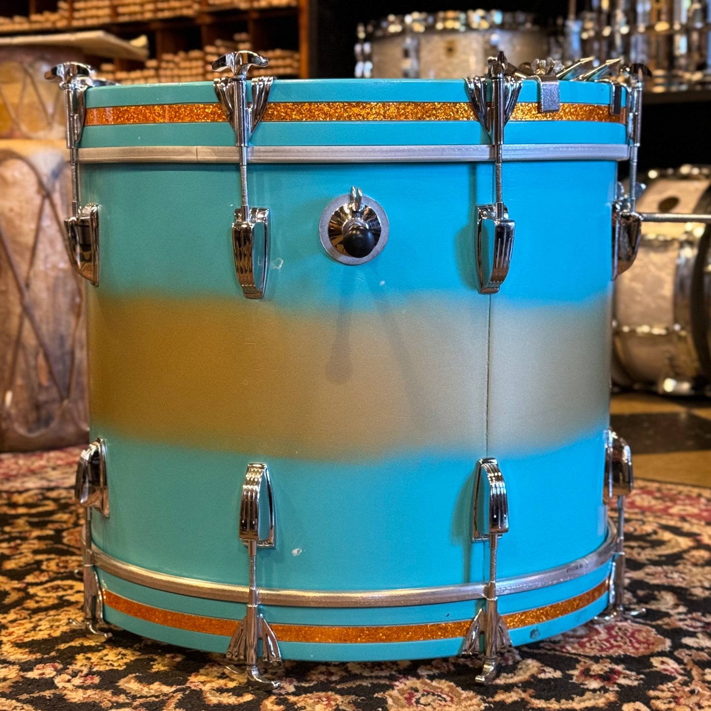 VINTAGE 1965 Ludwig Jazzette in Turquoise & Gold Duco - 14x18, 8x12, 14x14