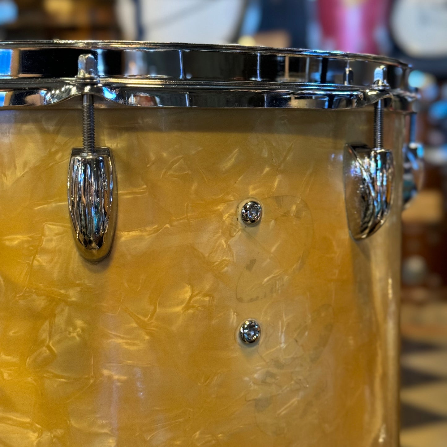 VINTAGE 1950's Gretsch 24x14 Cocktail Drum in White Marine Pearl