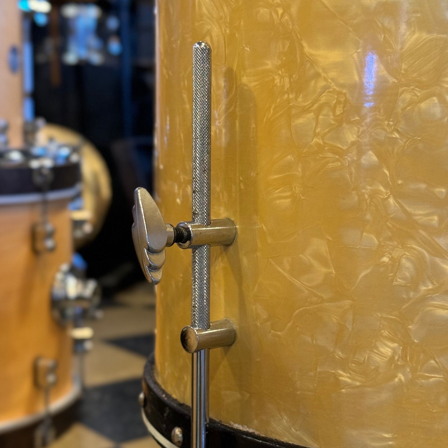 VINTAGE 1950's Gretsch 24x14 Cocktail Drum in White Marine Pearl