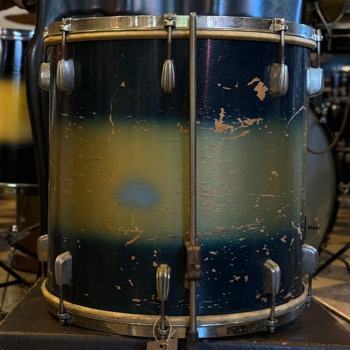 VINTAGE 1950's Slingerland 16x16 Radio King Floor Tom in Blue & Silver Duco