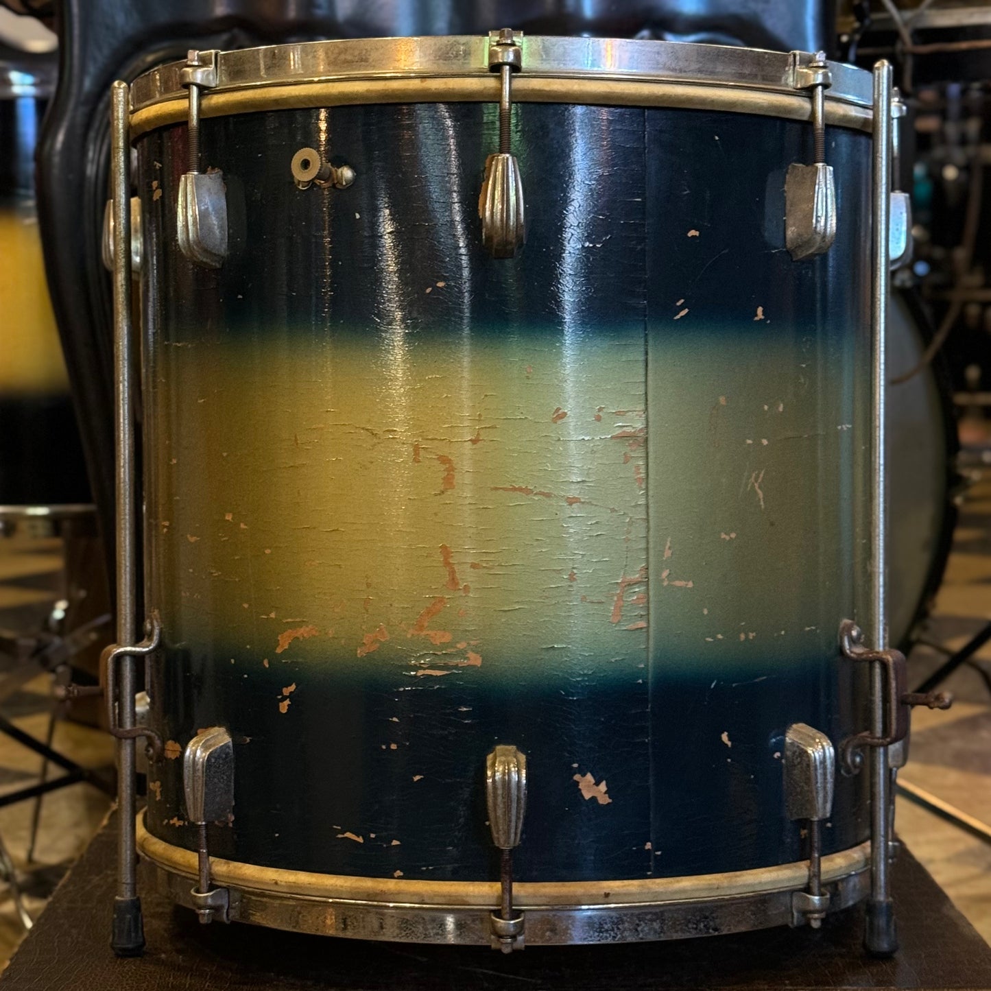 VINTAGE 1950's Slingerland 16x16 Radio King Floor Tom in Blue & Silver Duco