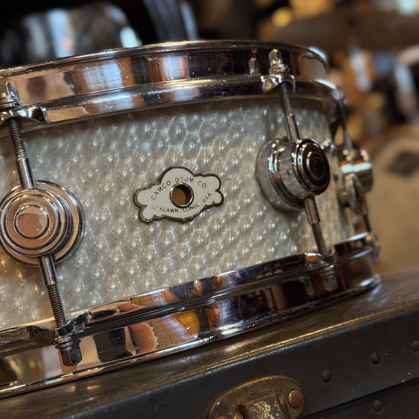 VINTAGE 1960's Camco 5x14 Oaklawn Aristocrat Snare Drum in 3D Moire