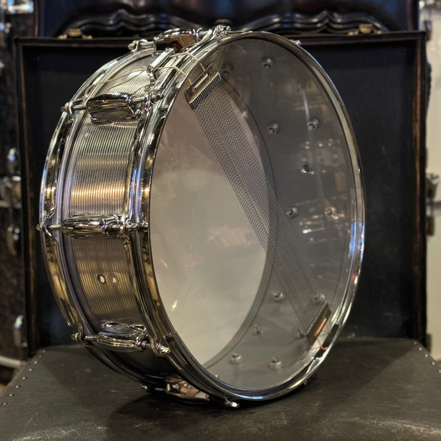 VINTAGE 1970's Slingerland 5x14 No. 140 Aluminum Snare Drum