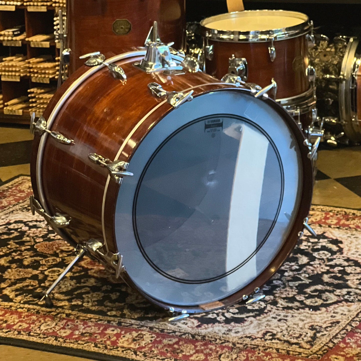 VINTAGE 1971-72 Gretsch Stop Sign Badge Drum Set in Walnut Gloss - 20/12/13/14