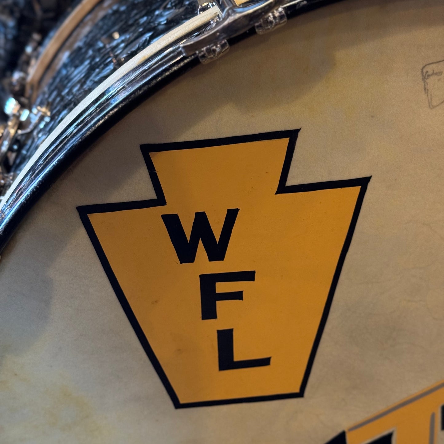 VINTAGE 1957-1958 Ludwig WFL Transition Era Drum Set in Black Diamond Pearl - 14x24, 9x13, 16x16, 5x14