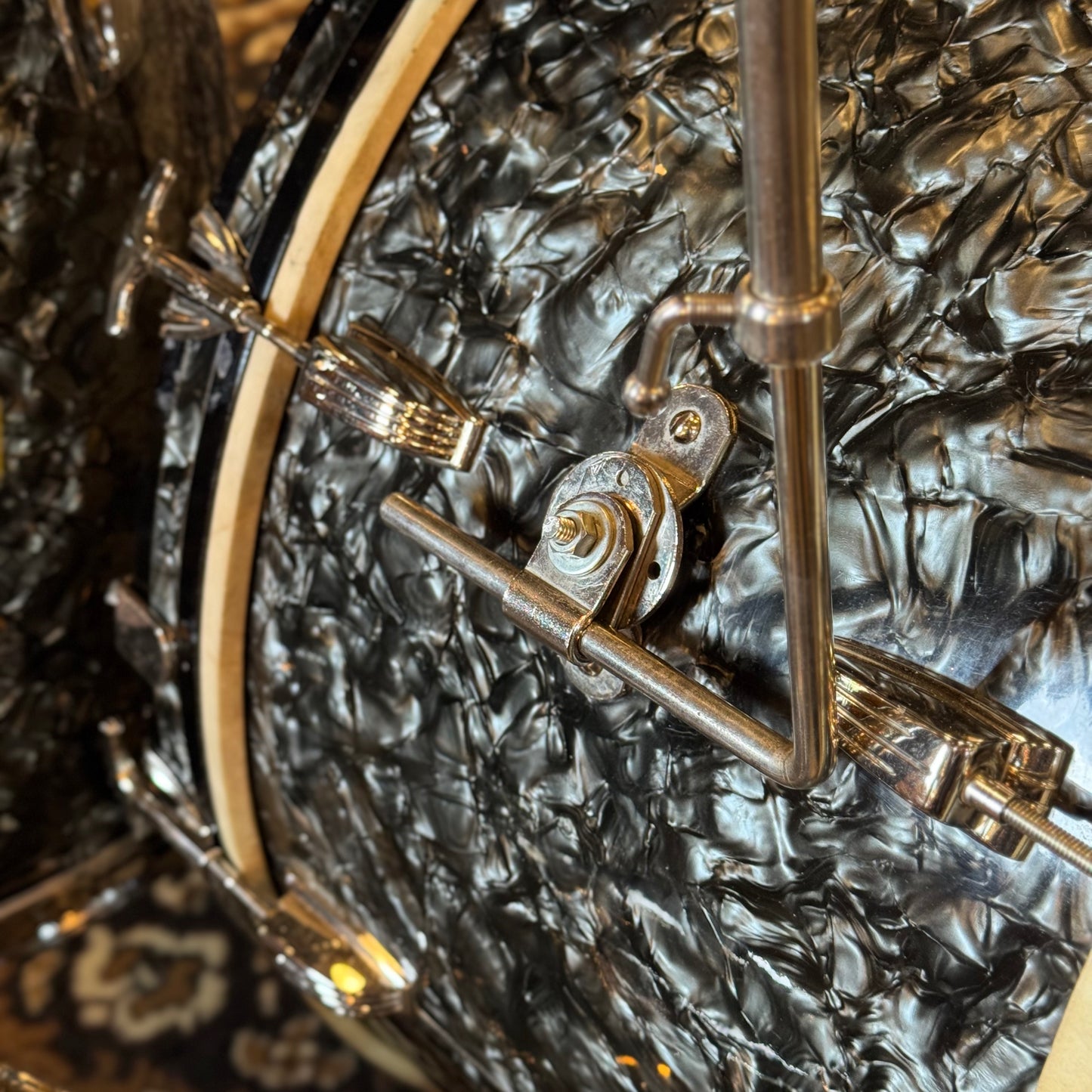 VINTAGE 1957-1958 Ludwig WFL Transition Era Drum Set in Black Diamond Pearl - 14x24, 9x13, 16x16, 5x14