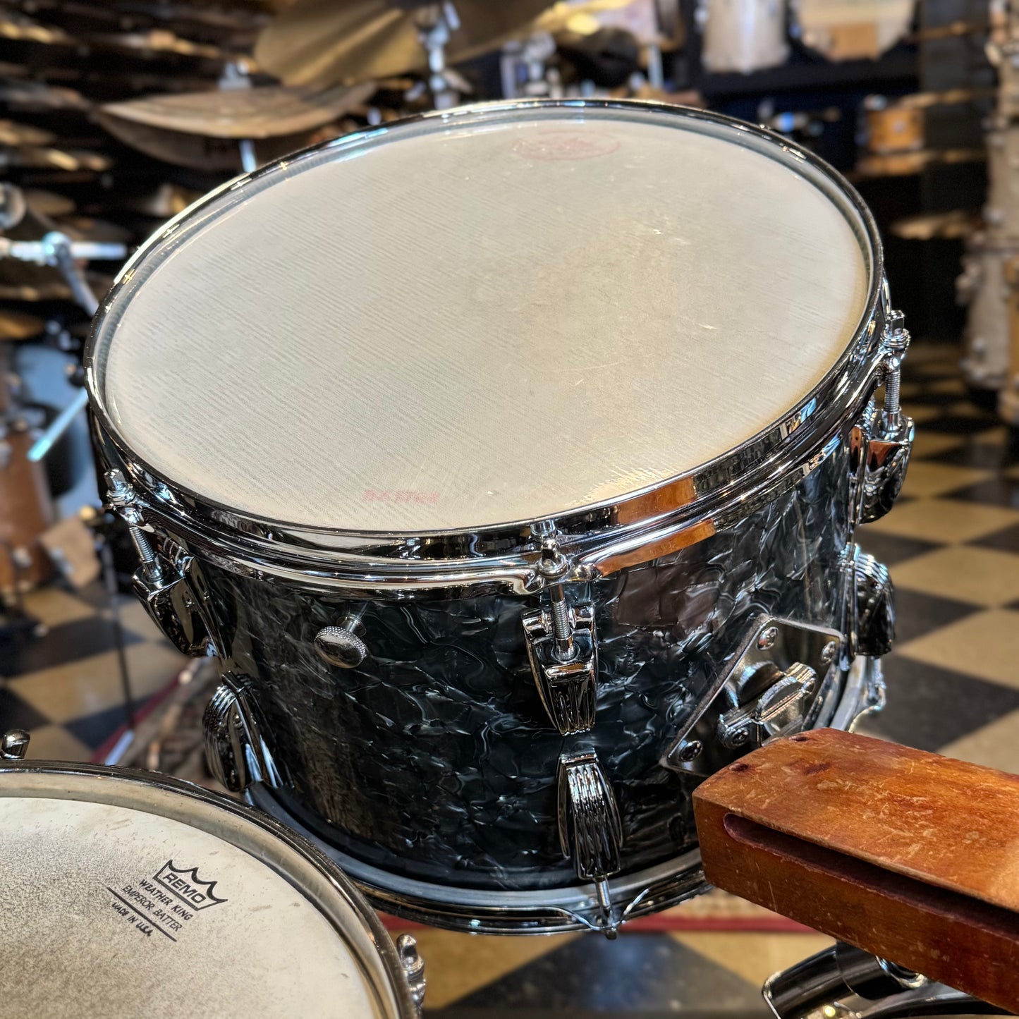 VINTAGE 1957-1958 Ludwig WFL Transition Era Drum Set in Black Diamond Pearl - 14x24, 9x13, 16x16, 5x14