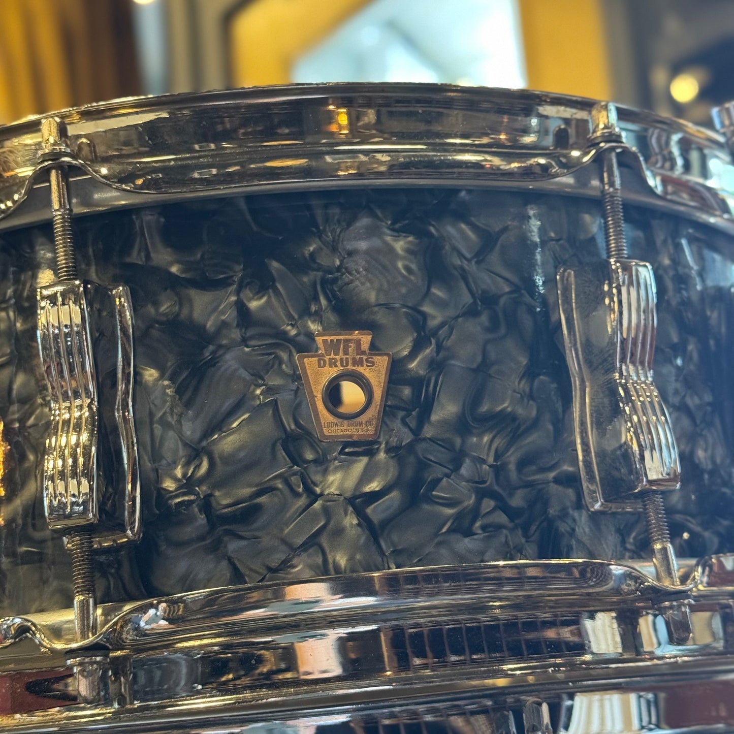 VINTAGE 1957-1958 Ludwig WFL Transition Era Drum Set in Black Diamond Pearl - 14x24, 9x13, 16x16, 5x14