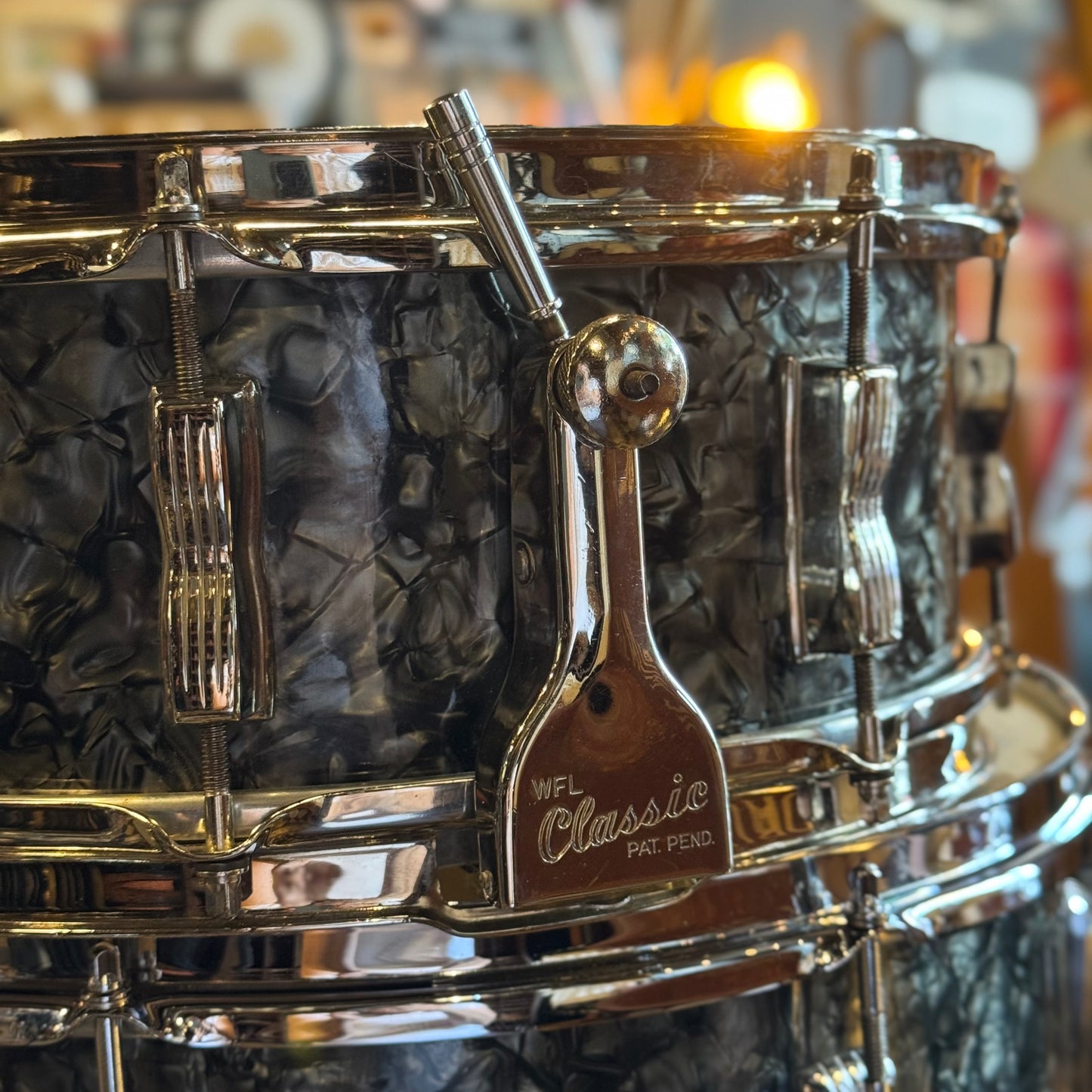 VINTAGE 1957-1958 Ludwig WFL Transition Era Drum Set in Black Diamond Pearl - 14x24, 9x13, 16x16, 5x14