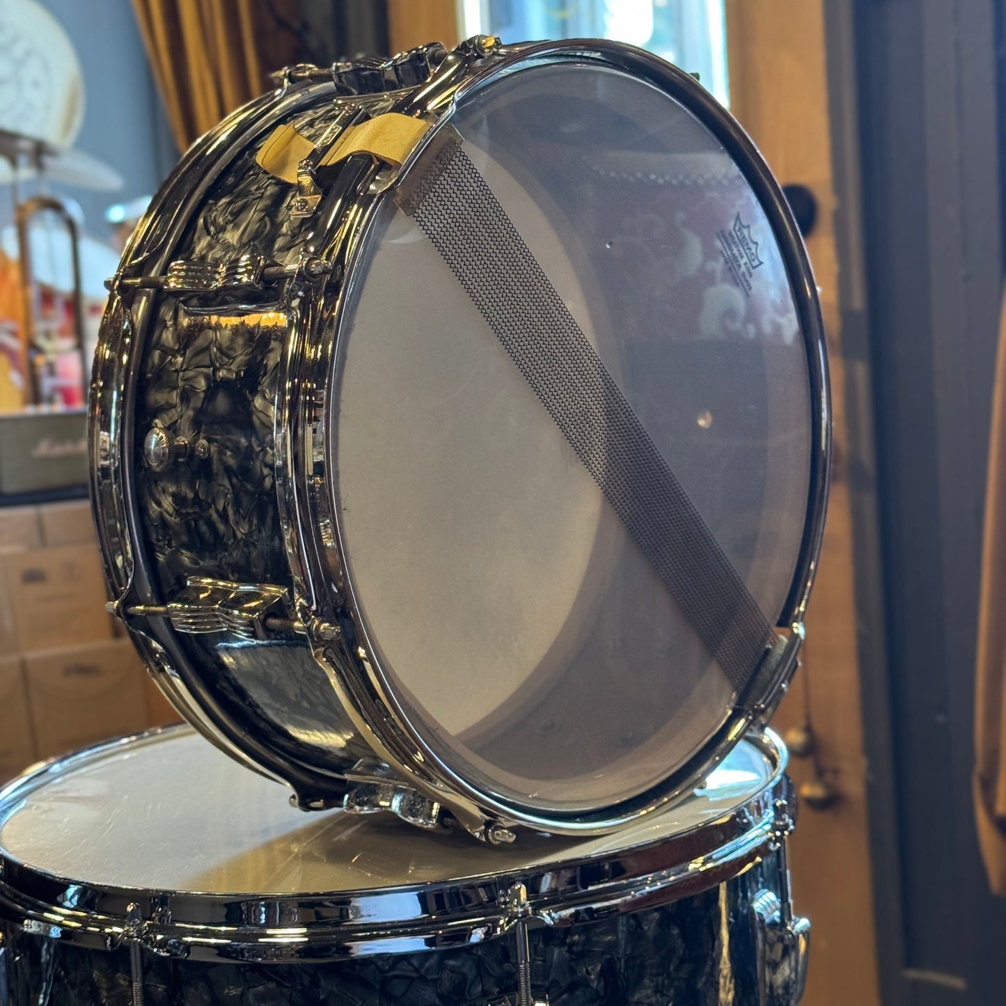 VINTAGE 1957-1958 Ludwig WFL Transition Era Drum Set in Black Diamond Pearl - 14x24, 9x13, 16x16, 5x14