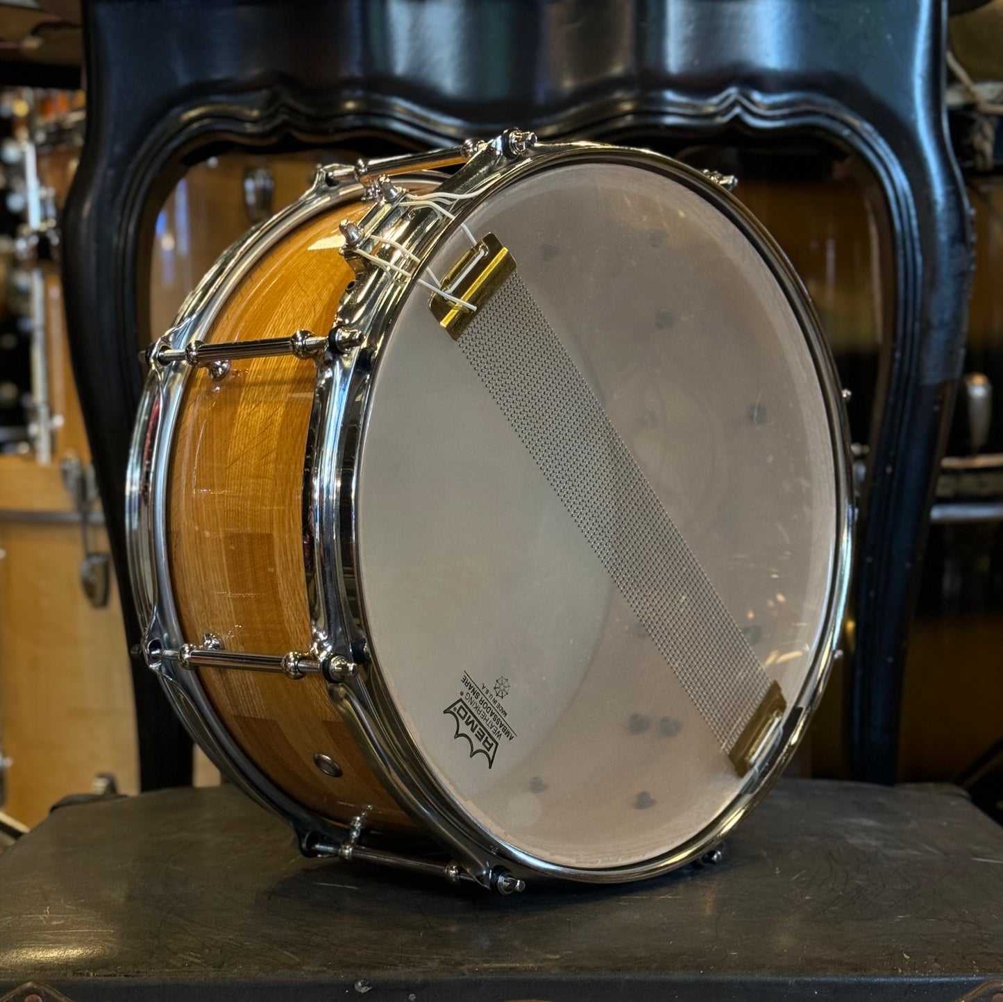 USED Greg Gaylord 5x13 Solo Segment Block Red Oak Snare Drum in Natural Gloss