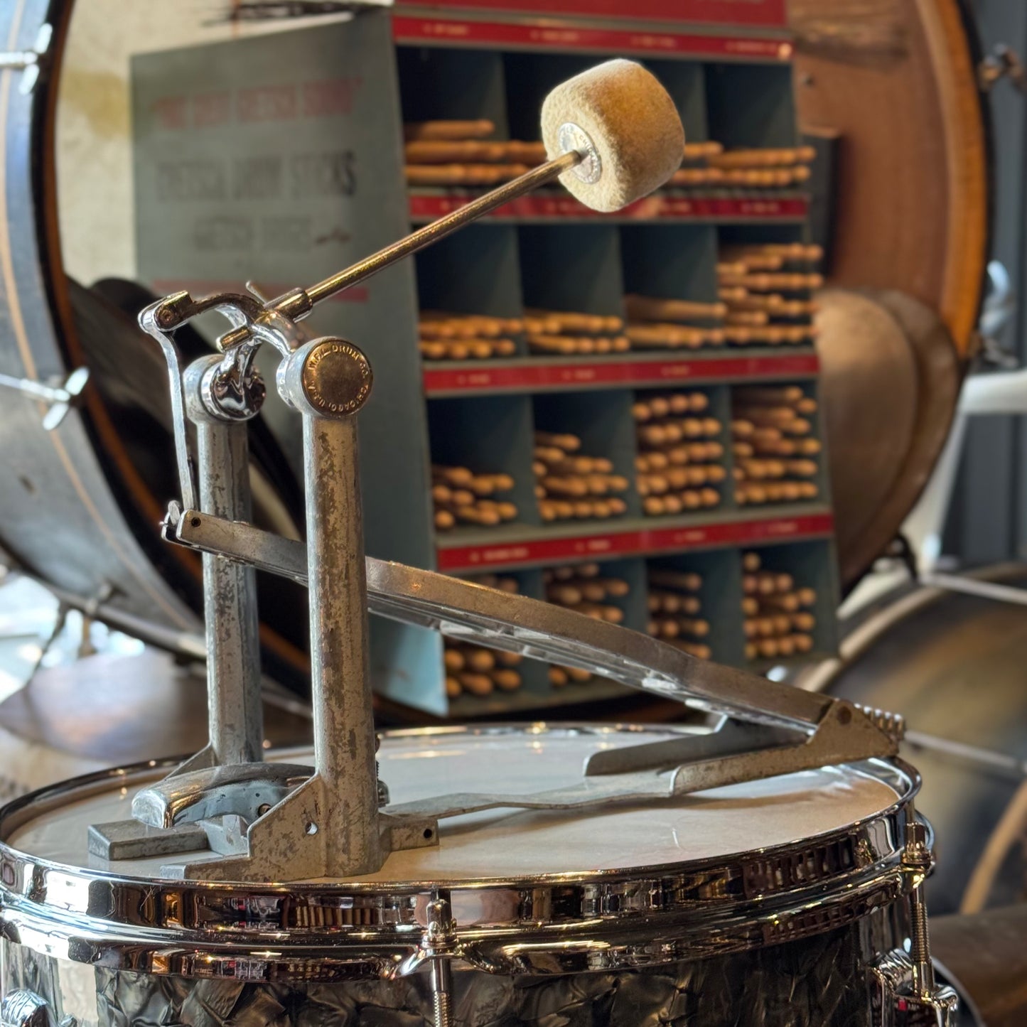 VINTAGE 1957-1958 Ludwig WFL Transition Era Drum Set in Black Diamond Pearl - 14x24, 9x13, 16x16, 5x14