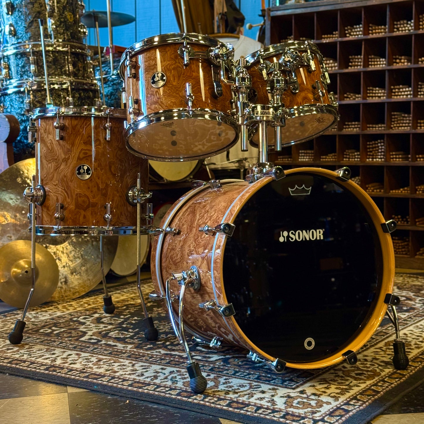 USED Sonor Delite Round Badge in Walnut Roots Lacquer - 16x18, 8x10, 9x12, 14x14