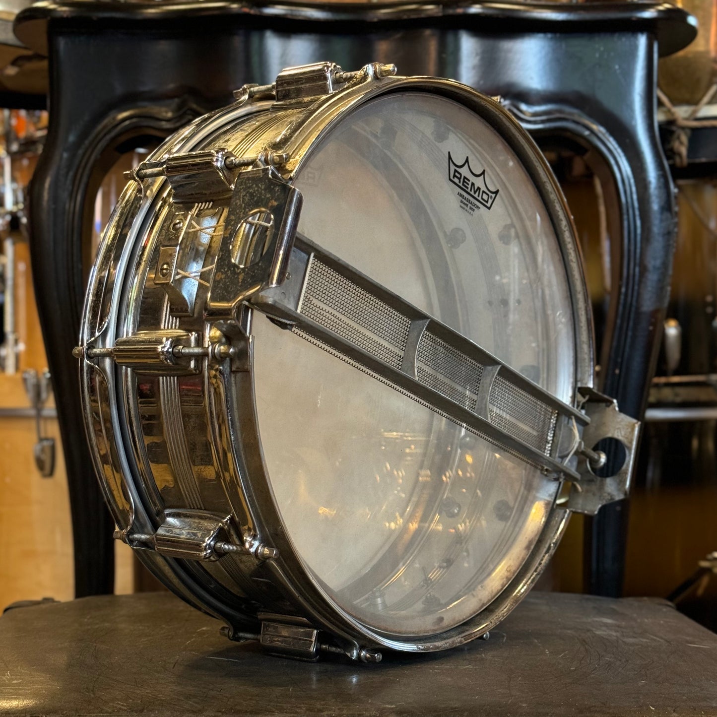 VINTAGE 1960's 5x14 Rogers Chrome over Brass Dynasonic Snare Drum