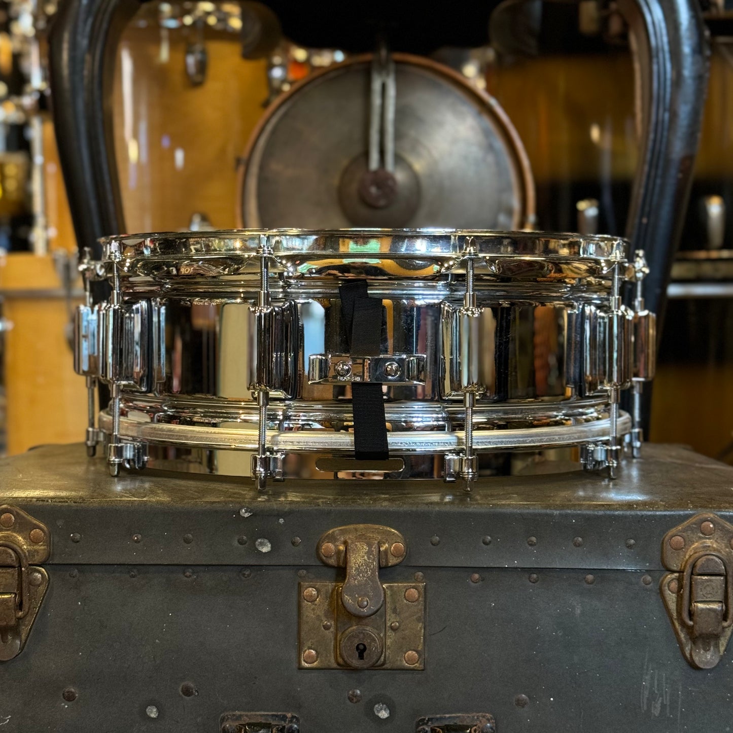 VINTAGE 1970's Rogers 5x14 Chrome over Brass Big R Power Tone Snare