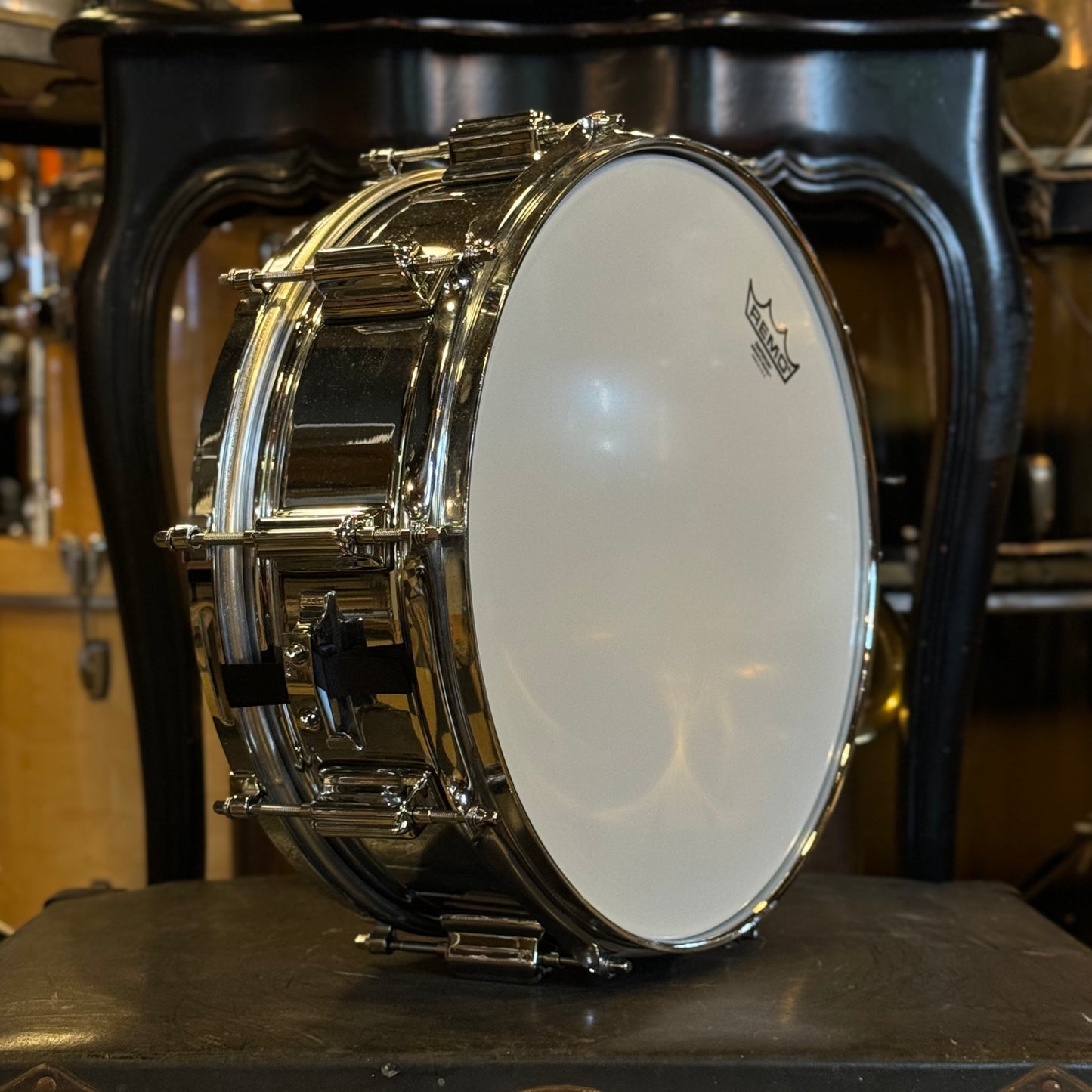 VINTAGE 1970's Rogers 5x14 Chrome over Brass Big R Power Tone Snare