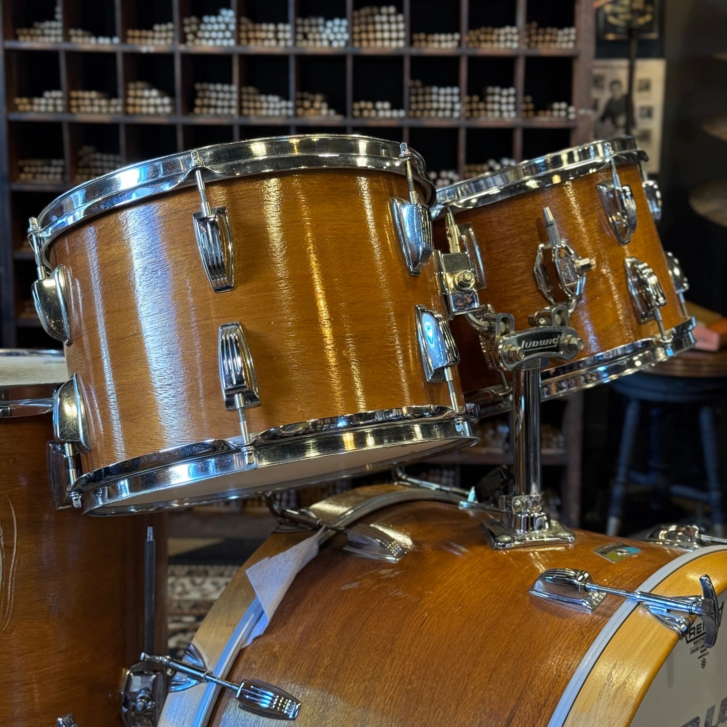 VINTAGE 1970's Ludwig Hollywood Outfit in Natural Mahogany - 14x22, 8x12, 9x13, 16x16
