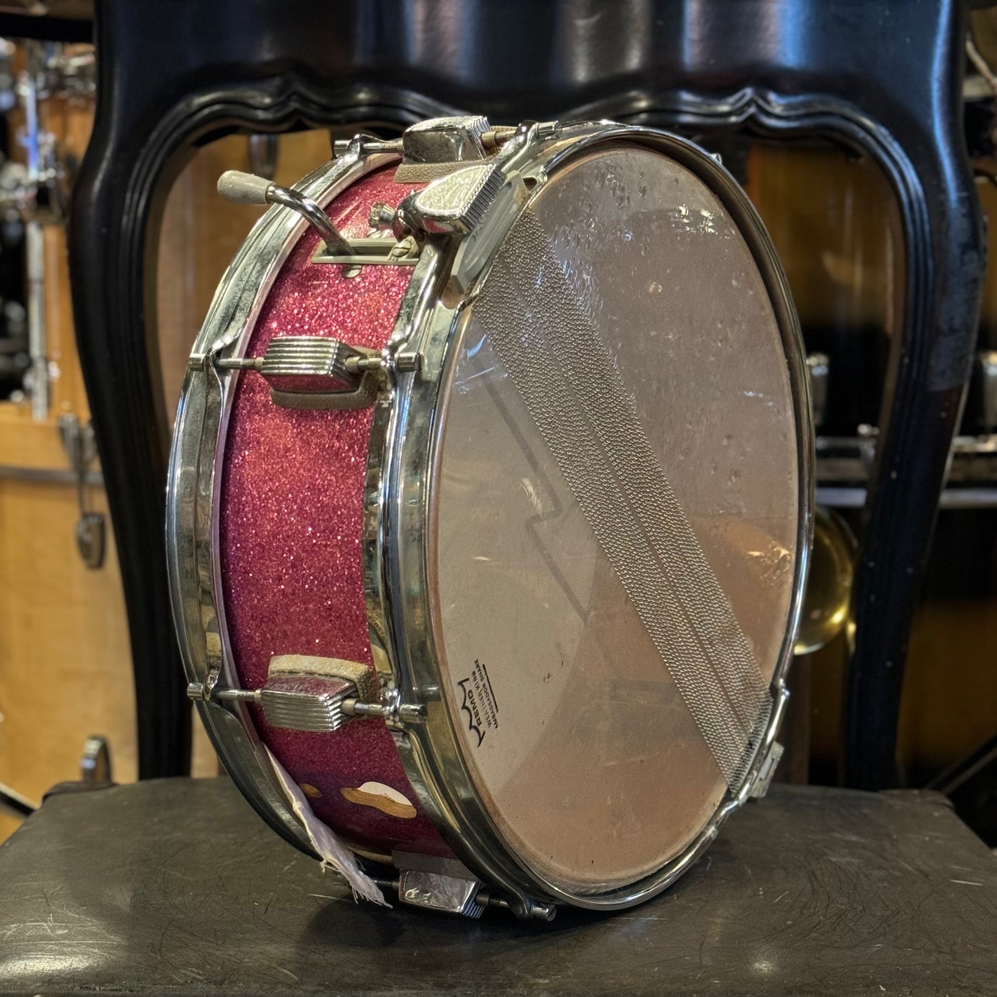 VINTAGE 1960's Trixon 5x14 Snare Drum in Pink Sparkle
