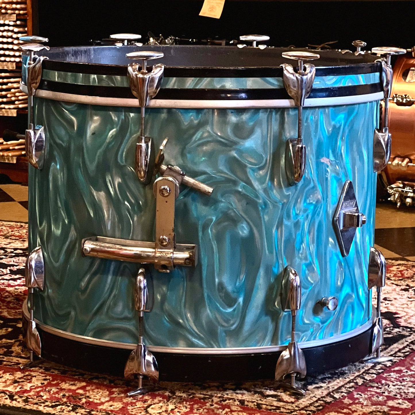 VINTAGE 1960's Gretsch Progressive Jazz Outfit in Satin Aqua Flame - 14x20, 8x12, 14x14