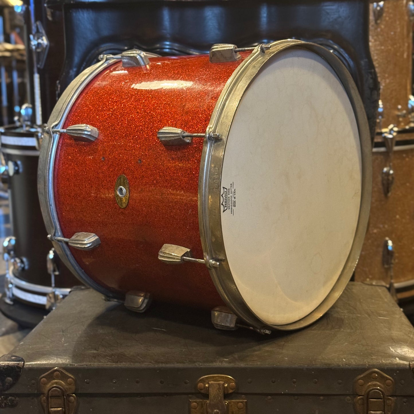 VINTAGE 1950's 12x15 Slingerland Radio King Tenor Drum in Red Sparkle