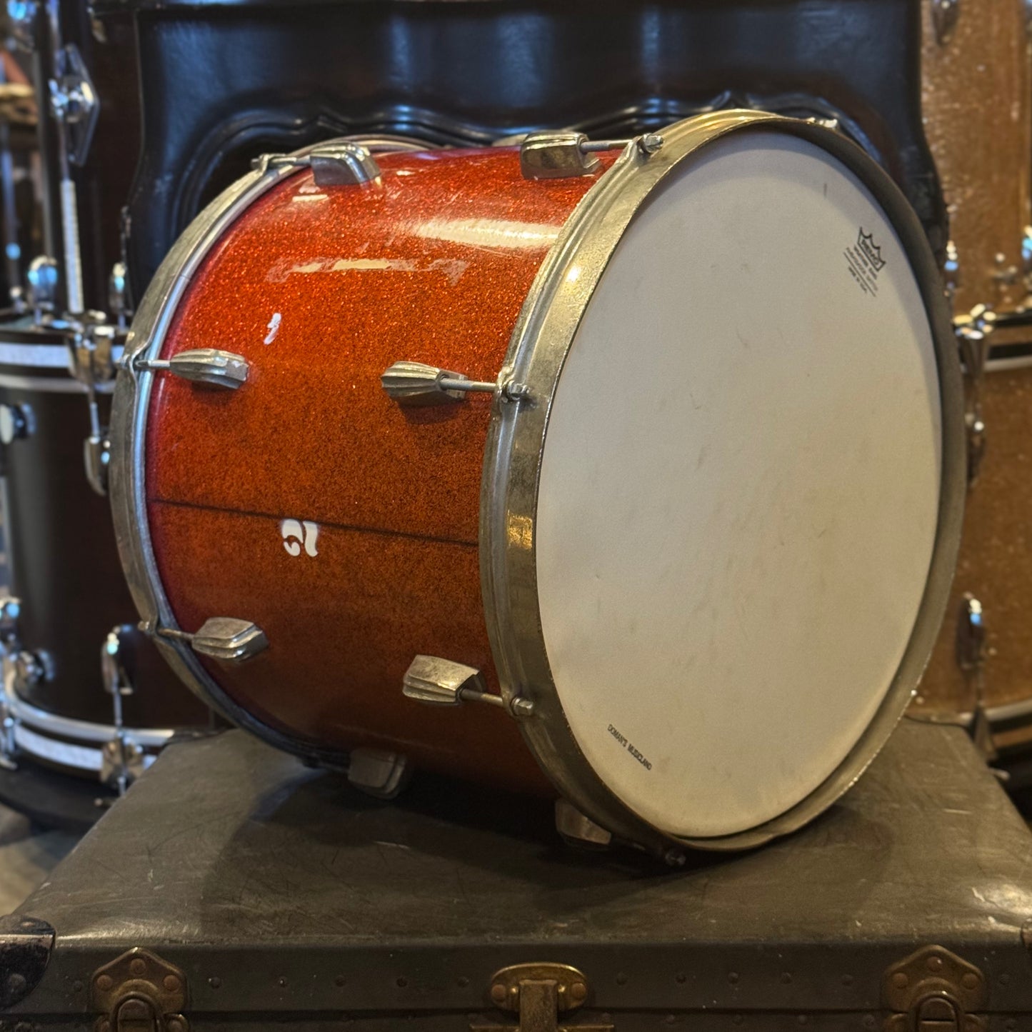 VINTAGE 1950's 12x15 Slingerland Radio King Tenor Drum in Red Sparkle