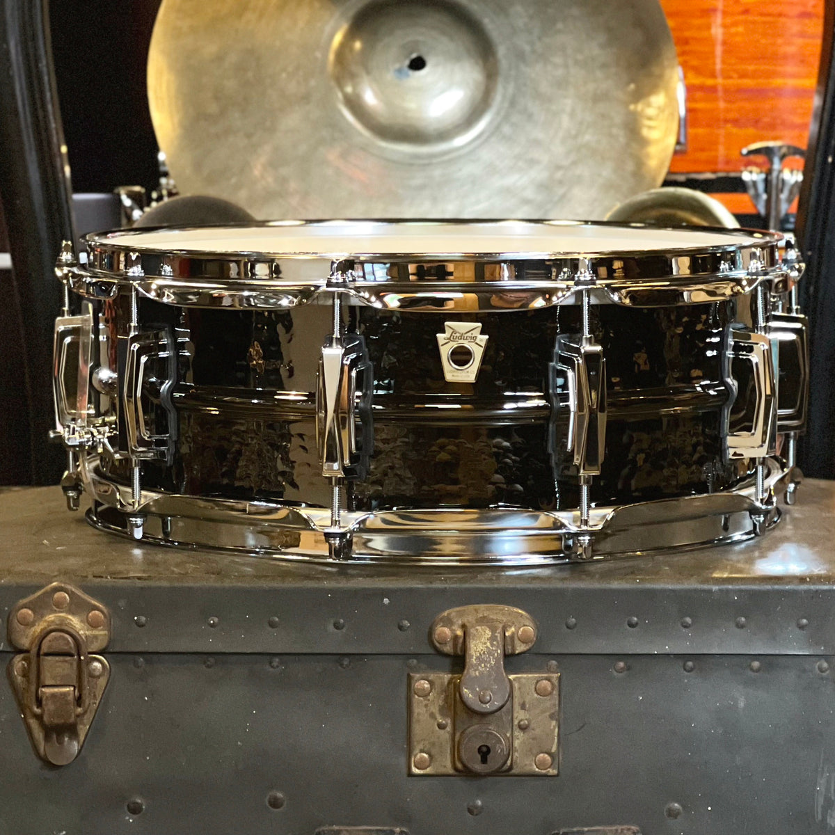 NEW Ludwig 5x14 Hammered Black Beauty Snare Drum Badges Drum Shop