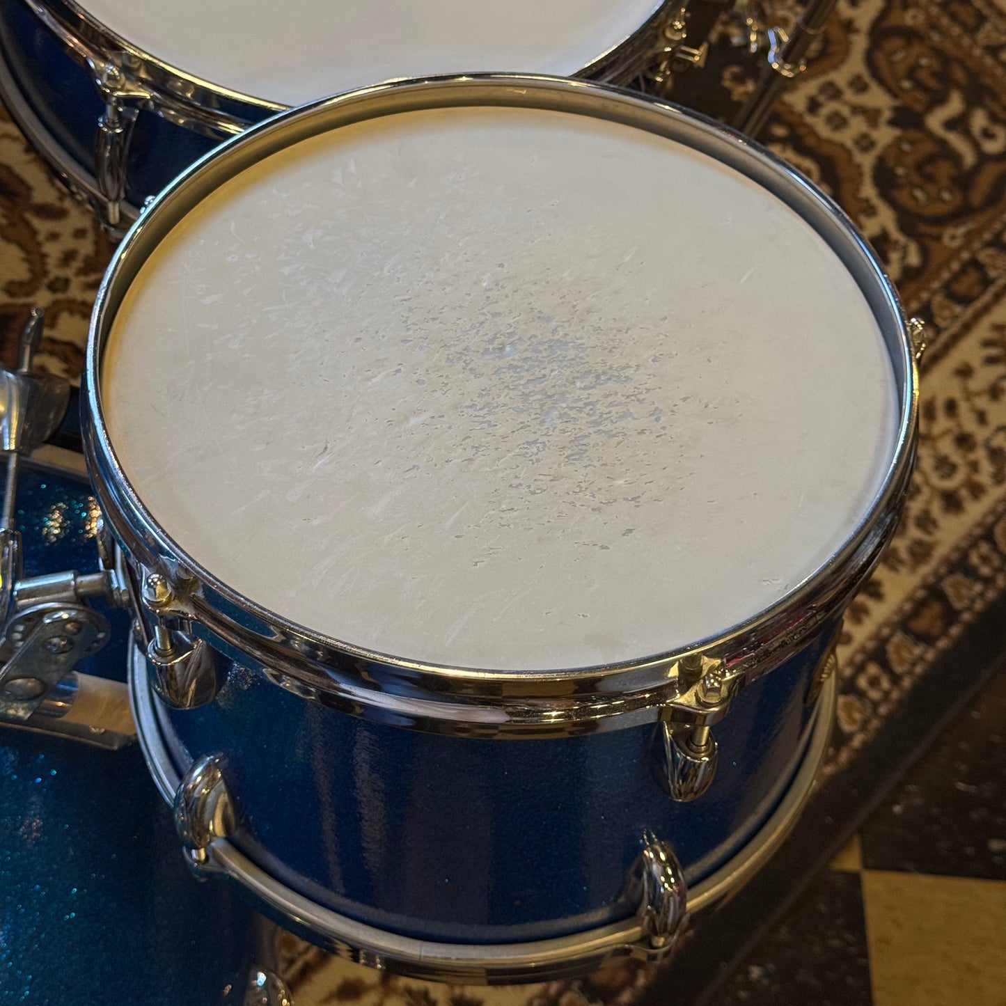 VINTAGE 1960's Gretsch Round Badge Progressive Jazz Outfit in Blue Sparkle - 14x20, 8x12, 14x14, 5.5x14