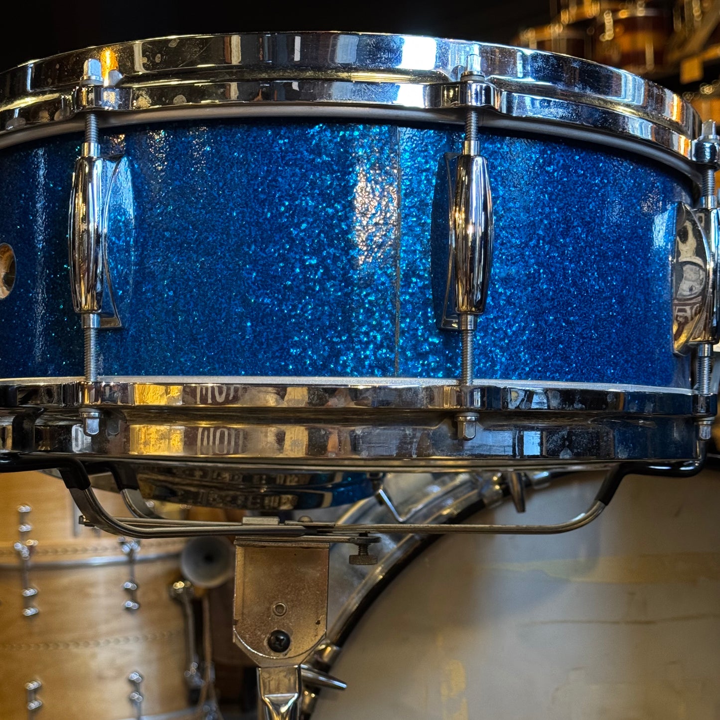 VINTAGE 1960's Gretsch Round Badge Progressive Jazz Outfit in Blue Sparkle - 14x20, 8x12, 14x14, 5.5x14
