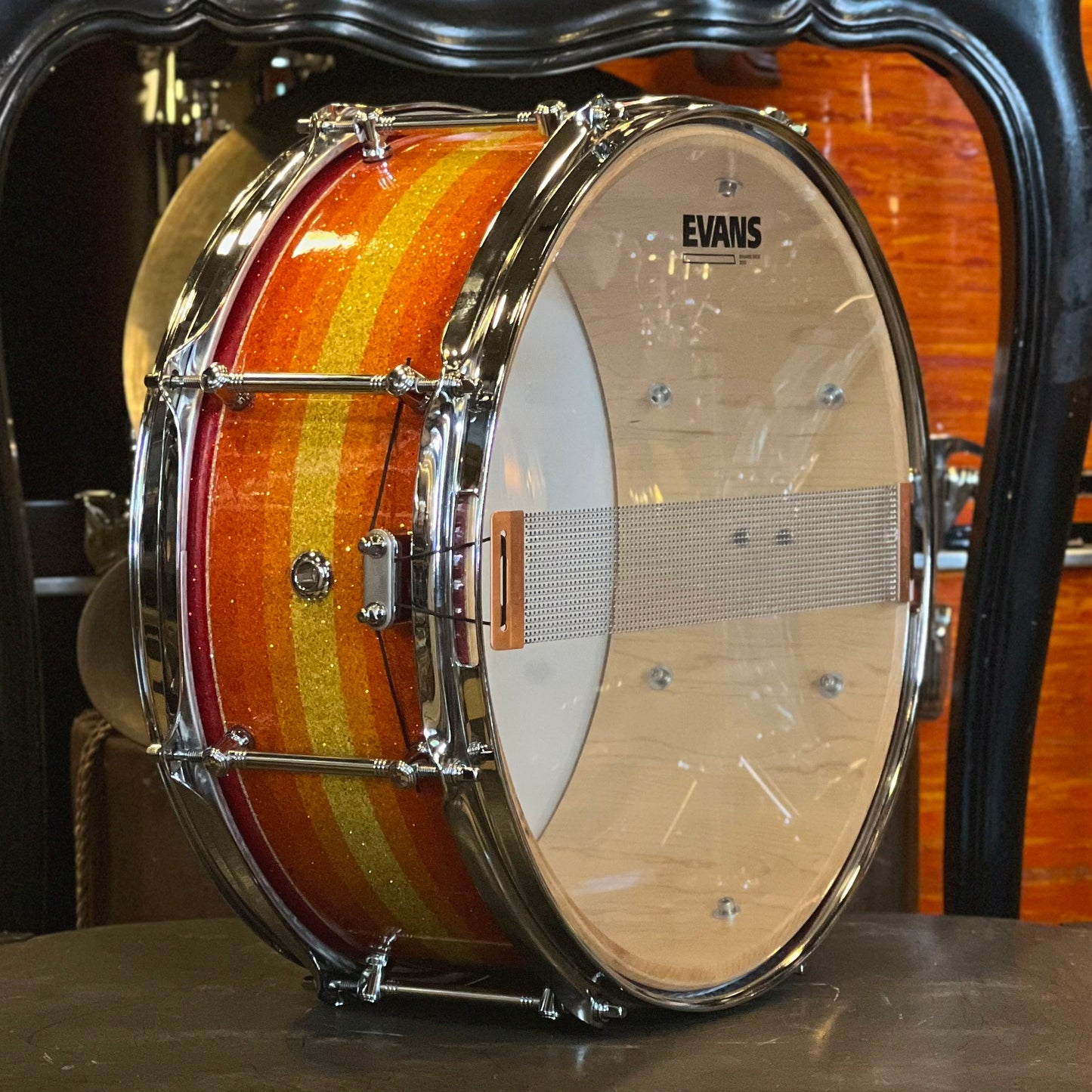 NEW Handshake Drums 6x14 Maple Stave Snare Drum in Tequila Sunrise Glass Lacquer