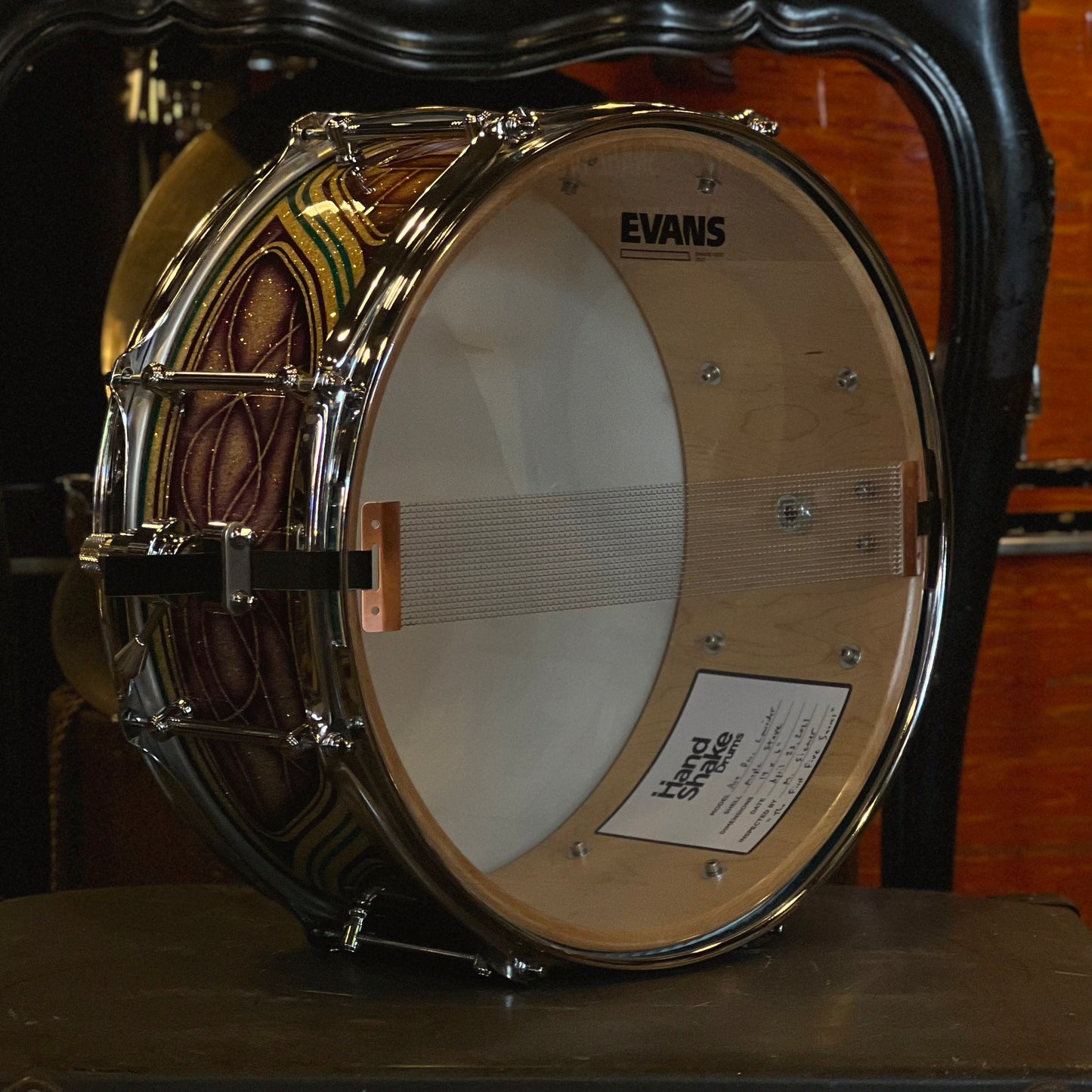 NEW Handshake Drums 6x14 Maple Stave Snare Drum in Art Deco Glass Lacquer