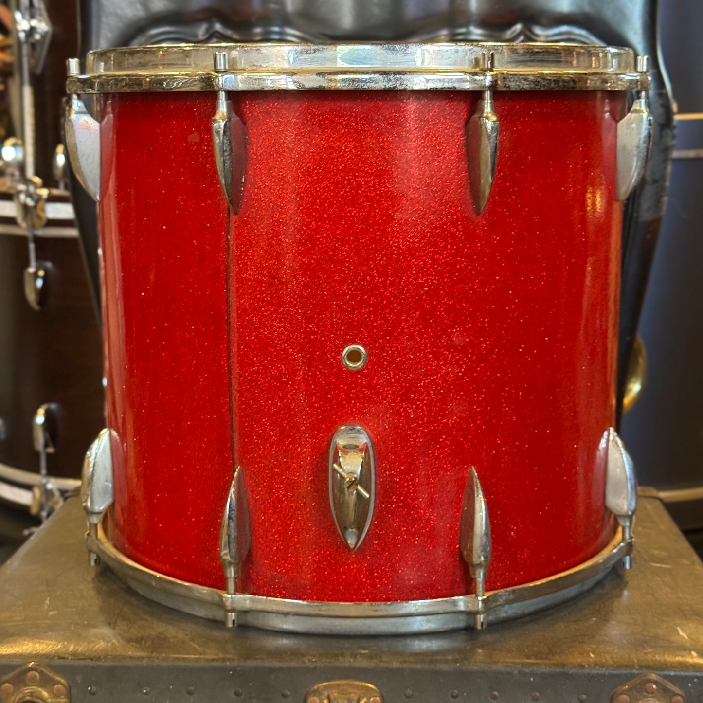 VINTAGE 1950's 16x16 Sonor Teardrop Floor Tom in Red Sparkle