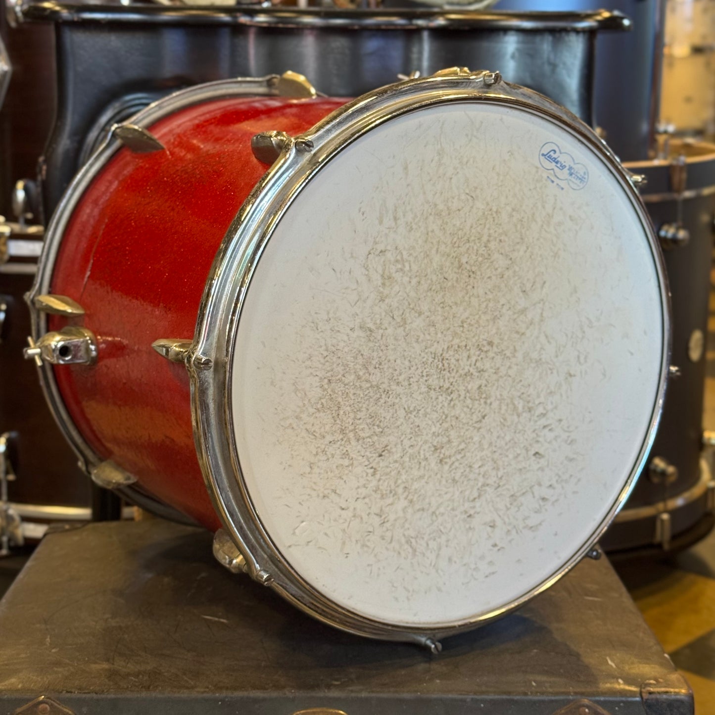 VINTAGE 1950's 16x16 Sonor Teardrop Floor Tom in Red Sparkle