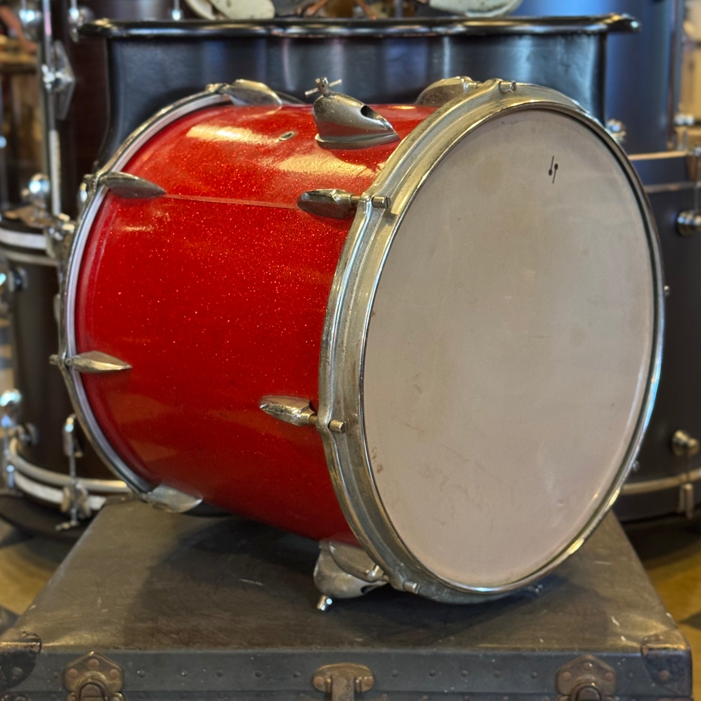 VINTAGE 1950's 16x16 Sonor Teardrop Floor Tom in Red Sparkle