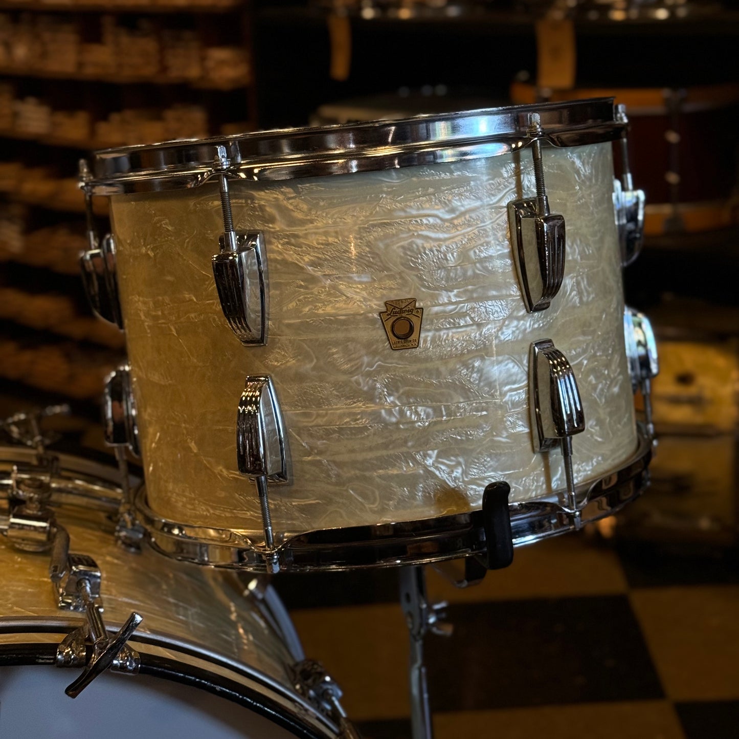 VINTAGE 1960's Ludwig Classic Outfit in White Marine Pearl - 14x22, 9x13, 16x16