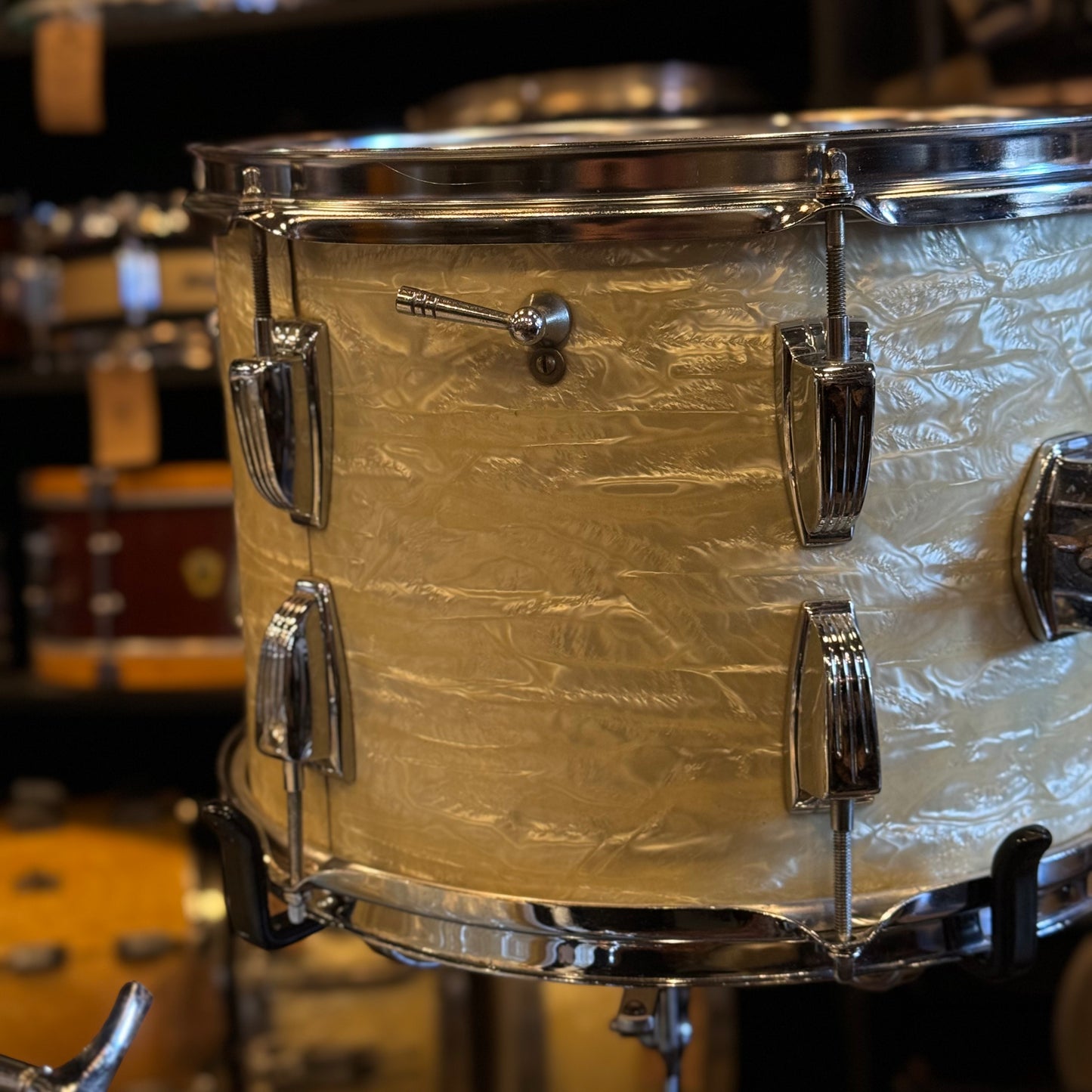 VINTAGE 1960's Ludwig Classic Outfit in White Marine Pearl - 14x22, 9x13, 16x16