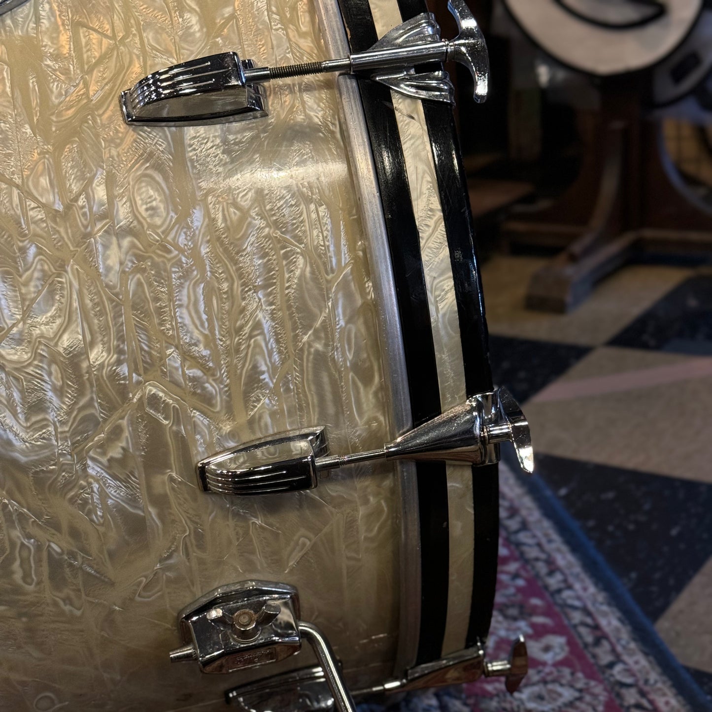 VINTAGE 1960's Ludwig Classic Outfit in White Marine Pearl - 14x22, 9x13, 16x16
